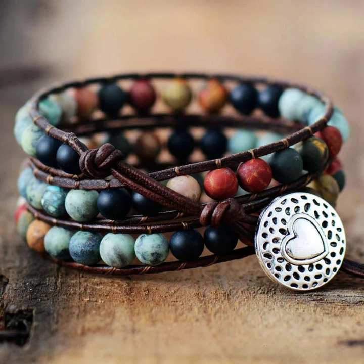 Natural Semi-Precious Gemstones 'LOVE' Leather Wrap Bracelet – Meaningful & Stylish Jewelry