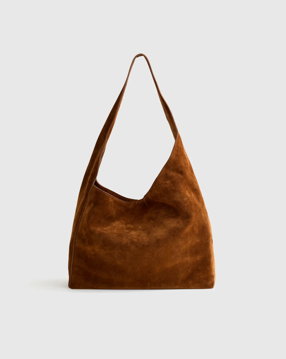 Suede Slouchy Shoulder Bag - Soft & Spacious Casual Handbag