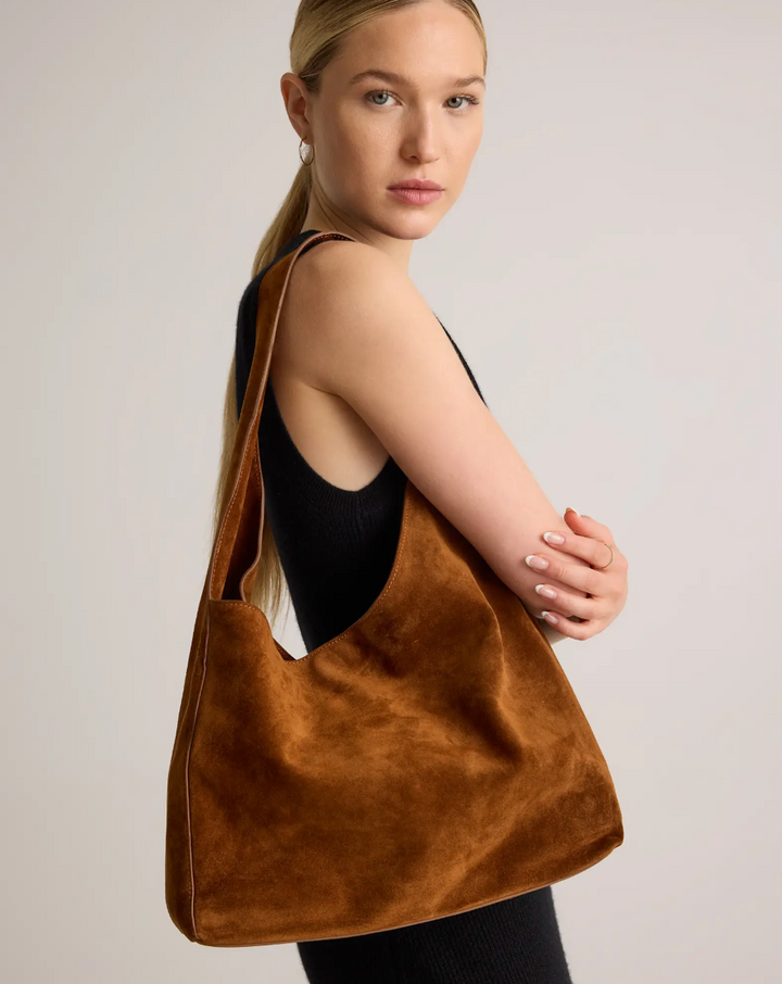 Suede Slouchy Shoulder Bag - Soft & Spacious Casual Handbag