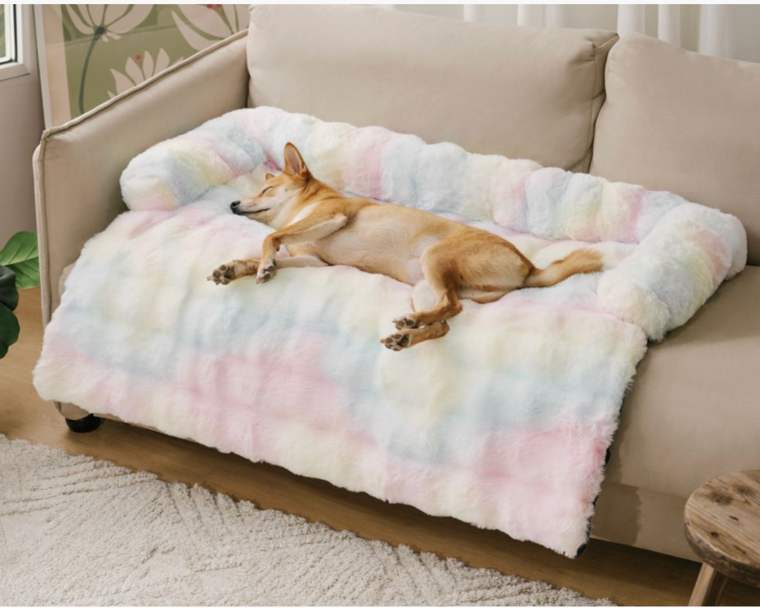 Fluffy Fuzzy Calming Dog Bed Sofa Protector – Cozy Pet Mat for Ultimate Relaxation