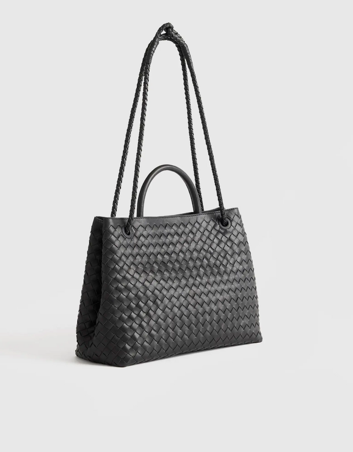 Handwoven Satchel - Stylish Boho-Inspired Woven Leather Bag