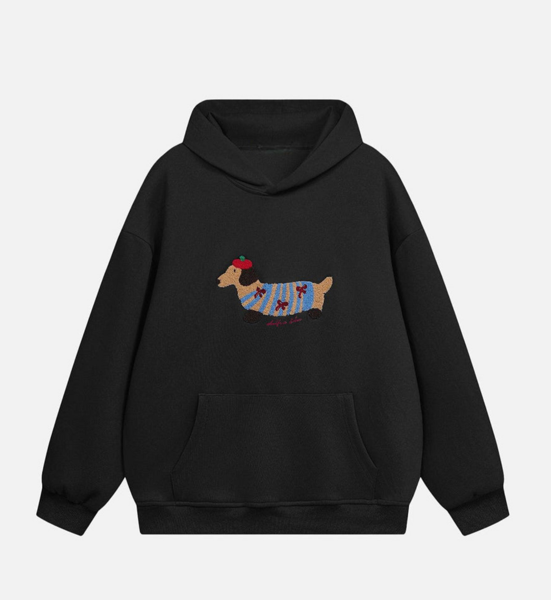 Cartoon Dachshund Hoodie - Playful and Cozy Casual Wear