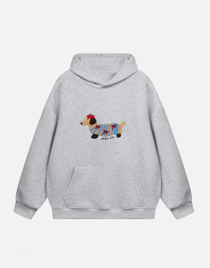 Cartoon Dachshund Hoodie - Playful and Cozy Casual Wear