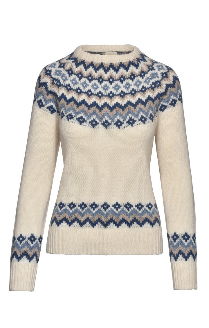 Ladies' Lambswool Icelandic Crew Neck Sweater - Cozy and Stylish Nordic Knitwear