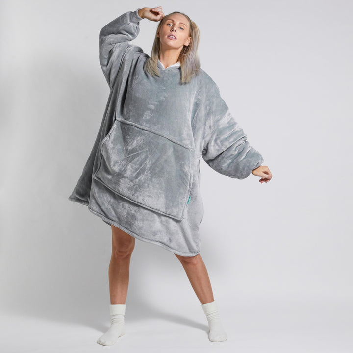 Light Grey Hoodie Blanket - Oversized Wearable Blanket for Comfort and Warmth