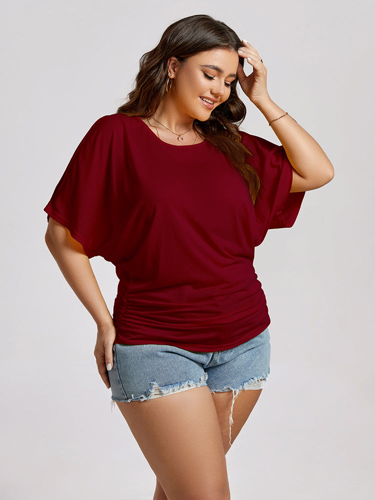 Plus Plain Ruched Cut Out Tee