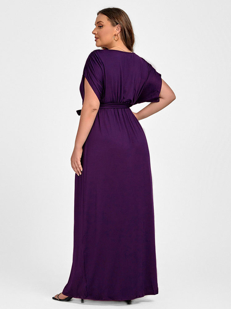 Plus Dolman Sleeve Wrap Maxi Party Dress