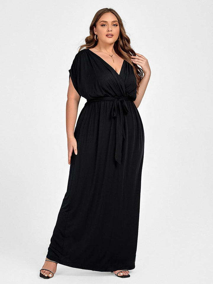 Plus Dolman Sleeve Wrap Maxi Party Dress