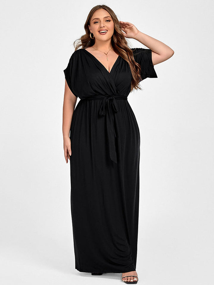 Plus Dolman Sleeve Wrap Maxi Party Dress