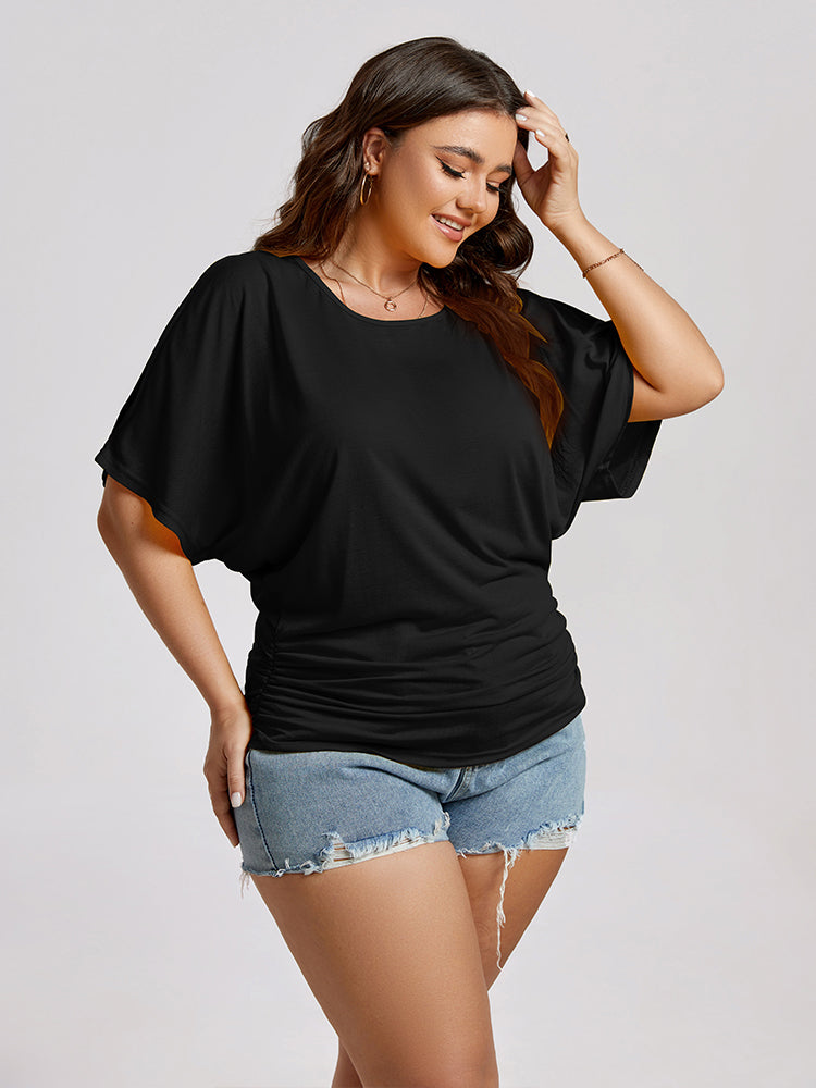 Plus Plain Ruched Cut Out Tee