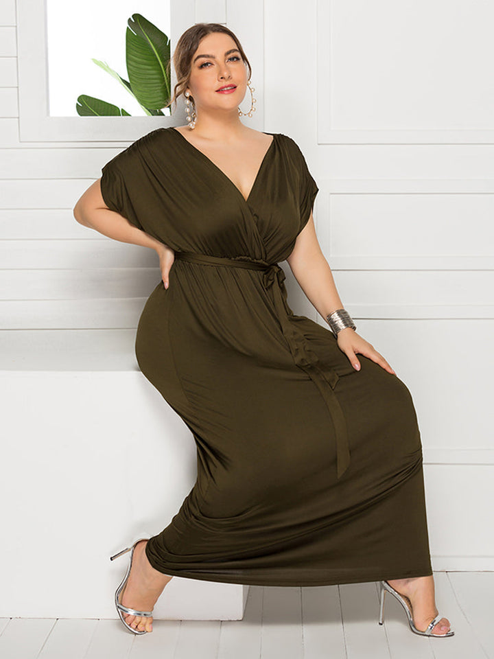 Plus Dolman Sleeve Wrap Maxi Party Dress