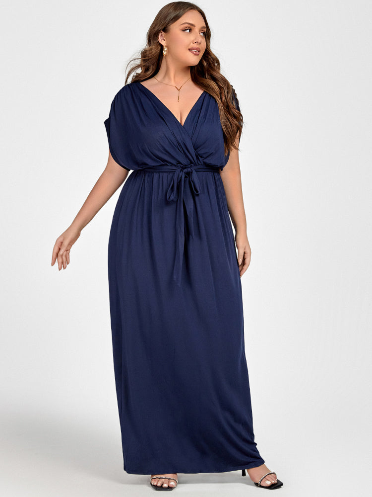 Plus Dolman Sleeve Wrap Maxi Party Dress