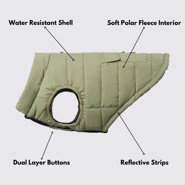 WarmShield Quilted Water-Resistant Dog Jacket – Cozy and Stylish Pet Coat