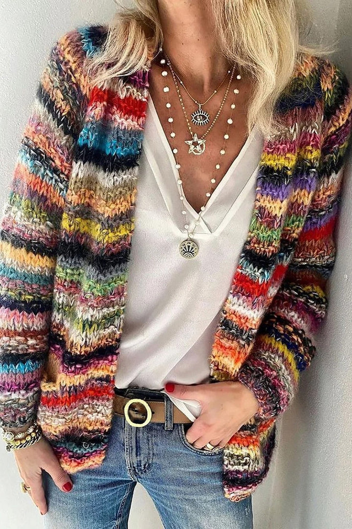 Stripe Casual Long Sleeves Sweater Cardigan - Comfortable & Stylish Layer