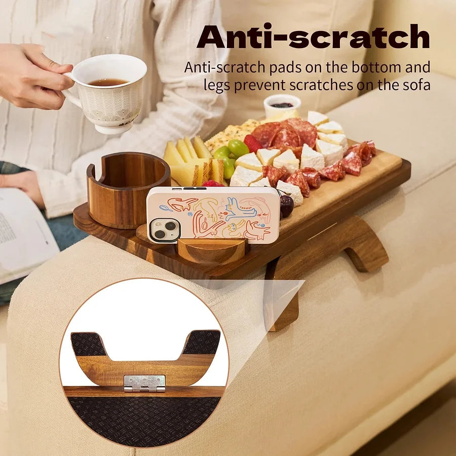 Sofa Cup Holder Tray with 360° Swivel Stand – Convenient and Stable Drink Organizer