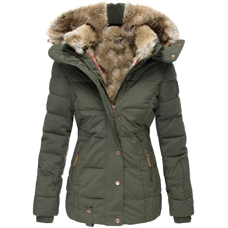 Fur-Lined Hooded Parka – Warm Winter Jacket, Waterproof & Windproof, Stylish Outdoor Coat