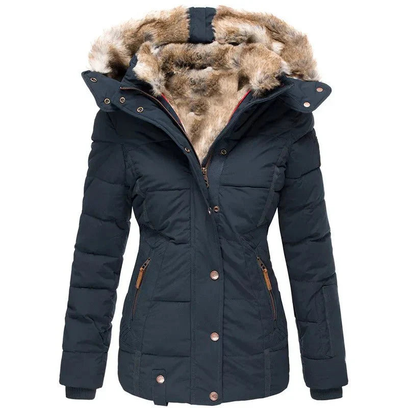 Fur-Lined Hooded Parka – Warm Winter Jacket, Waterproof & Windproof, Stylish Outdoor Coat