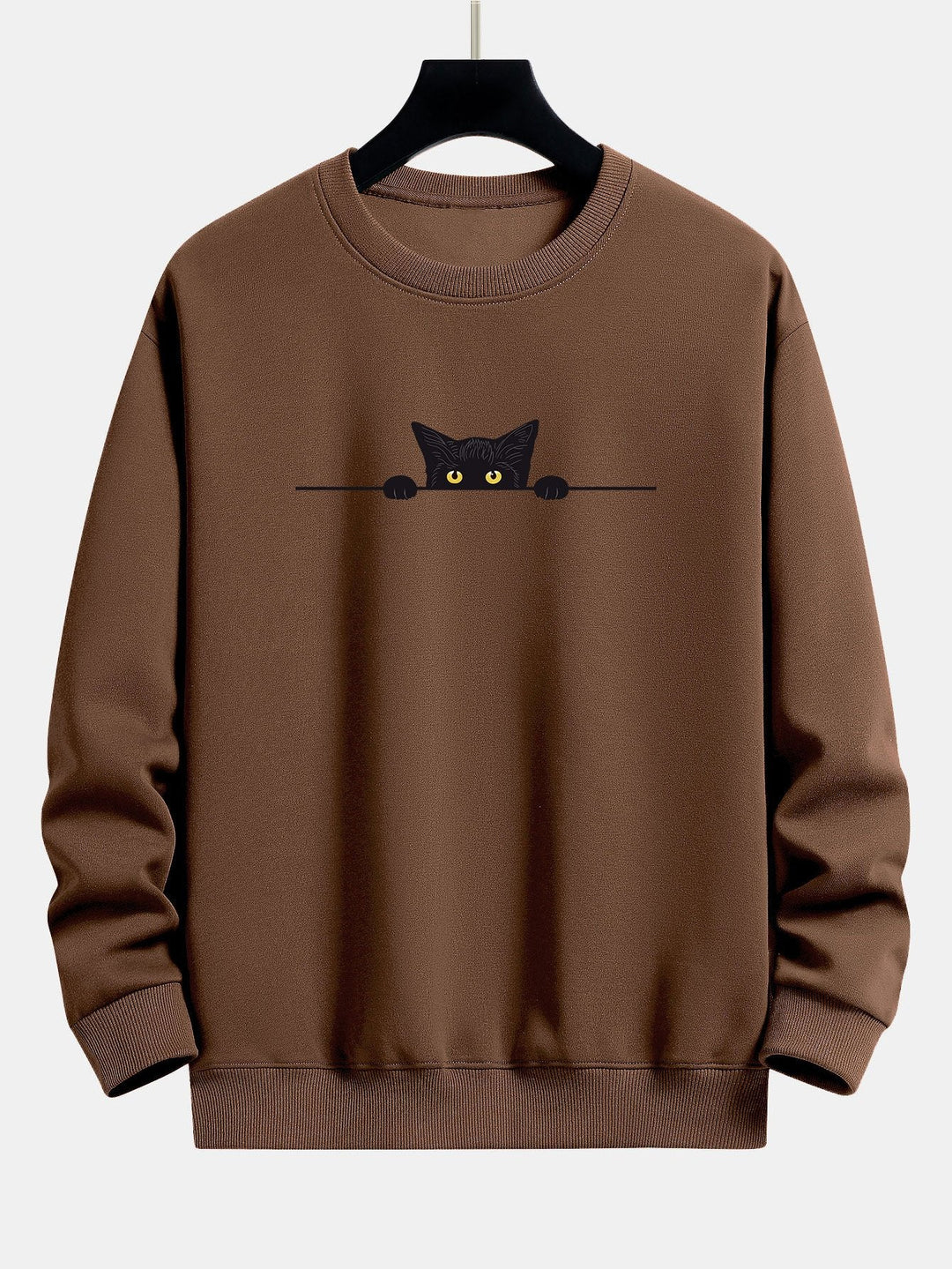 Black Cat Print Relax Fit Sweatshirt