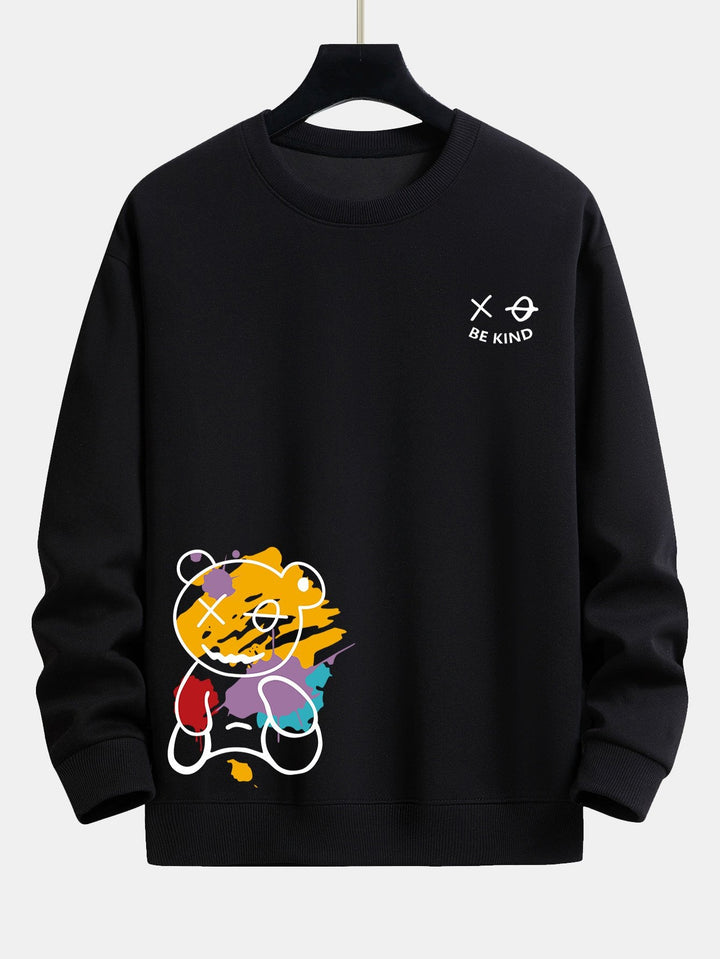 Graffiti Bear Print Relax Fit Sweatshirt