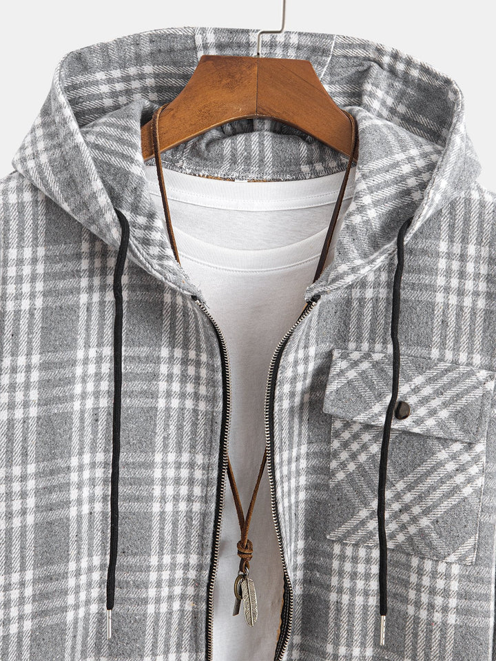 Teddy Lined Flannel Plaid Hooded Shirt