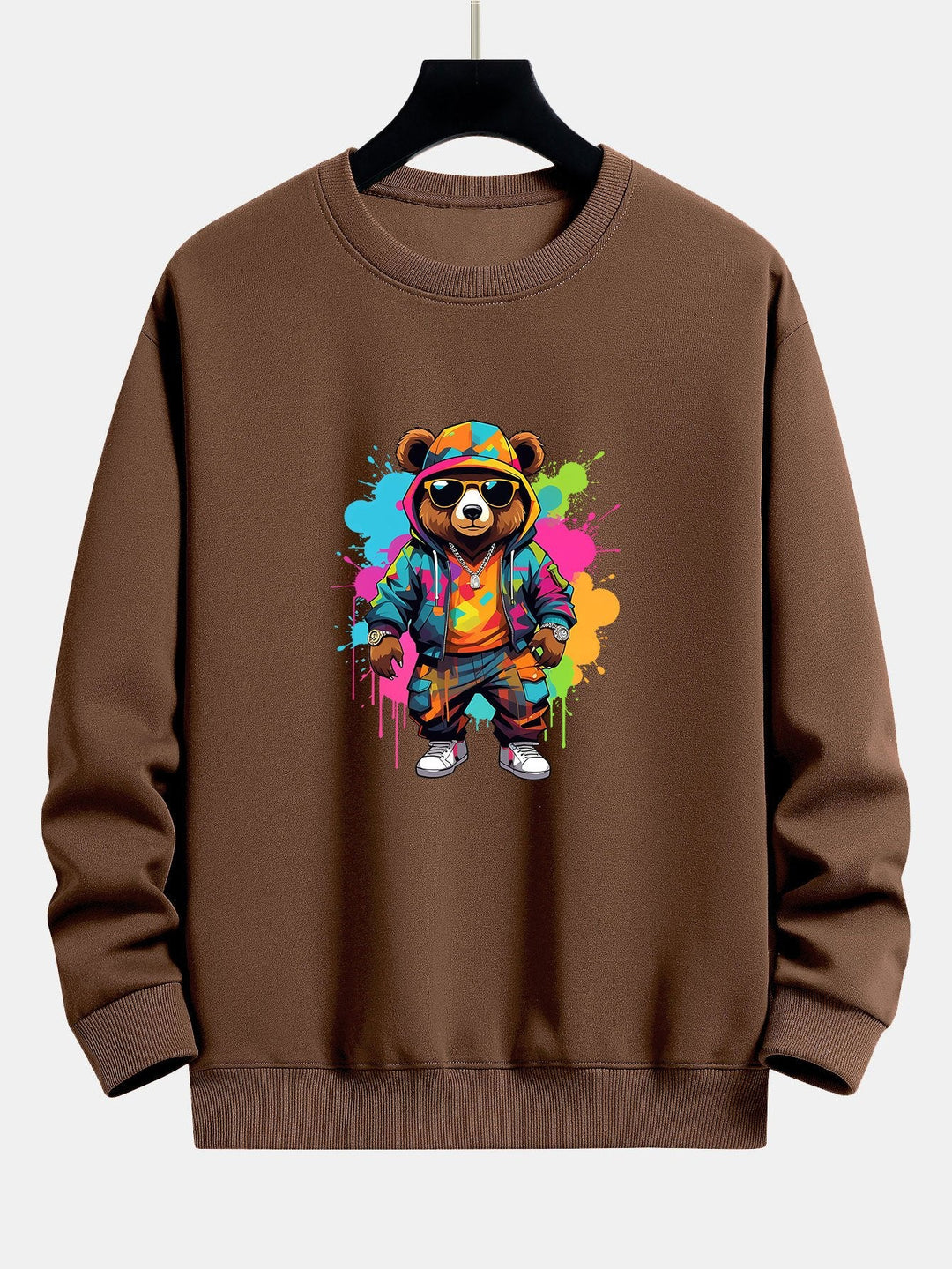 Splash Colorful Bear Print Relax Fit Sweatshirt