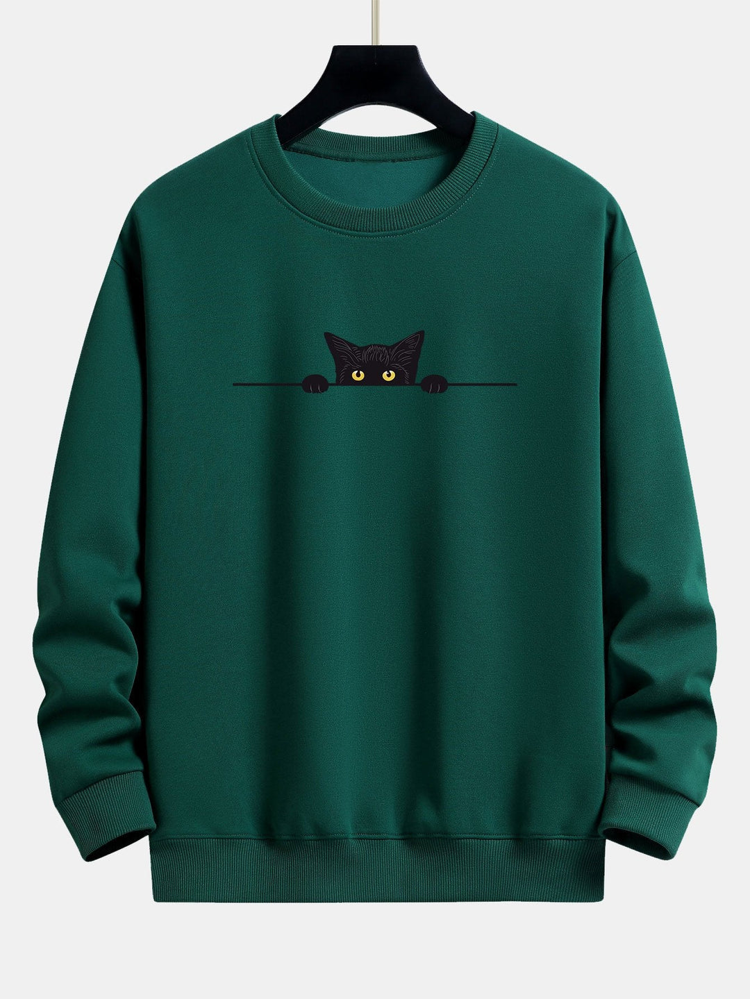 Black Cat Print Relax Fit Sweatshirt