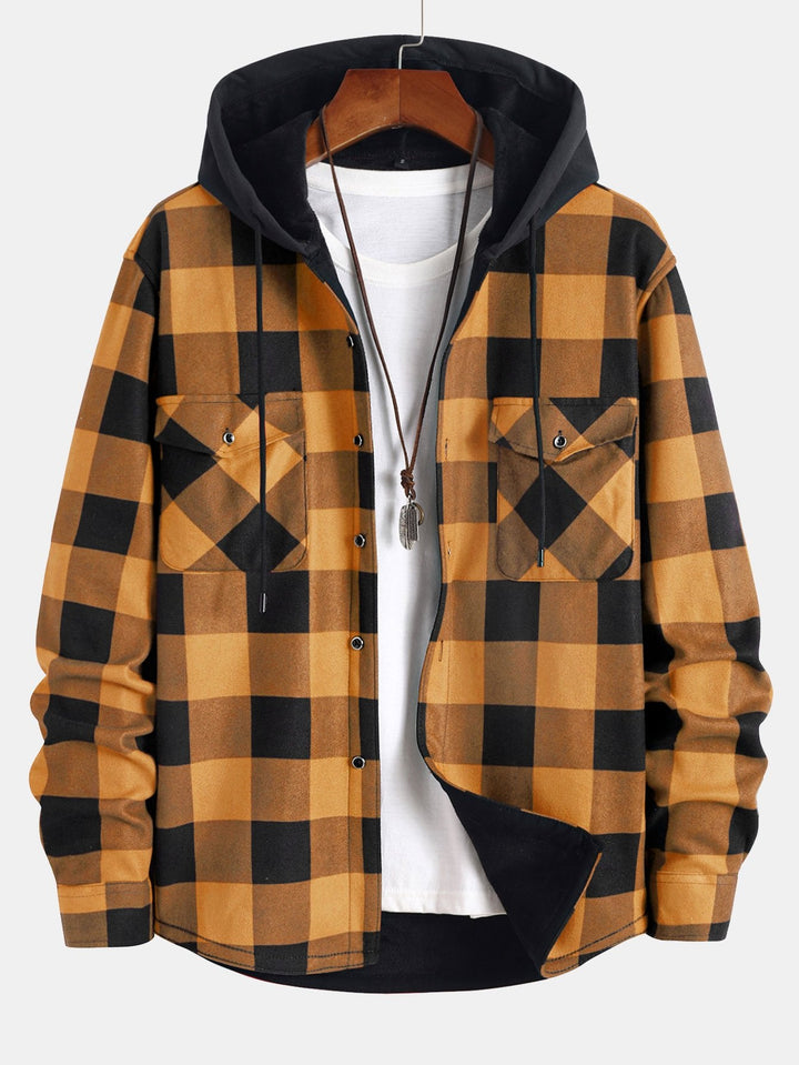 Flannel Fleece Lined Hooded Shirt & Jogger Pants