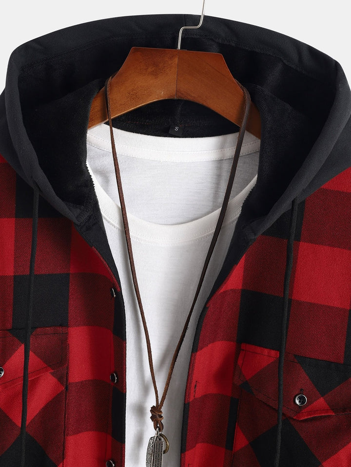 Flannel Fleece Lined Hooded Shirt & Jogger Pants