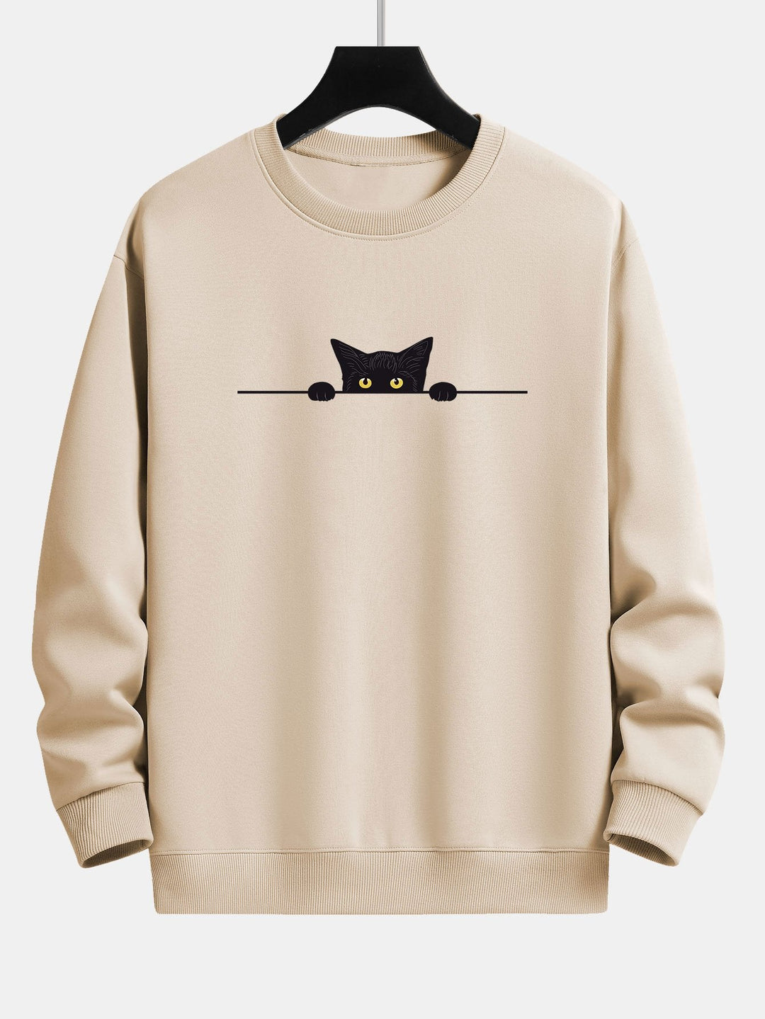 Black Cat Print Relax Fit Sweatshirt