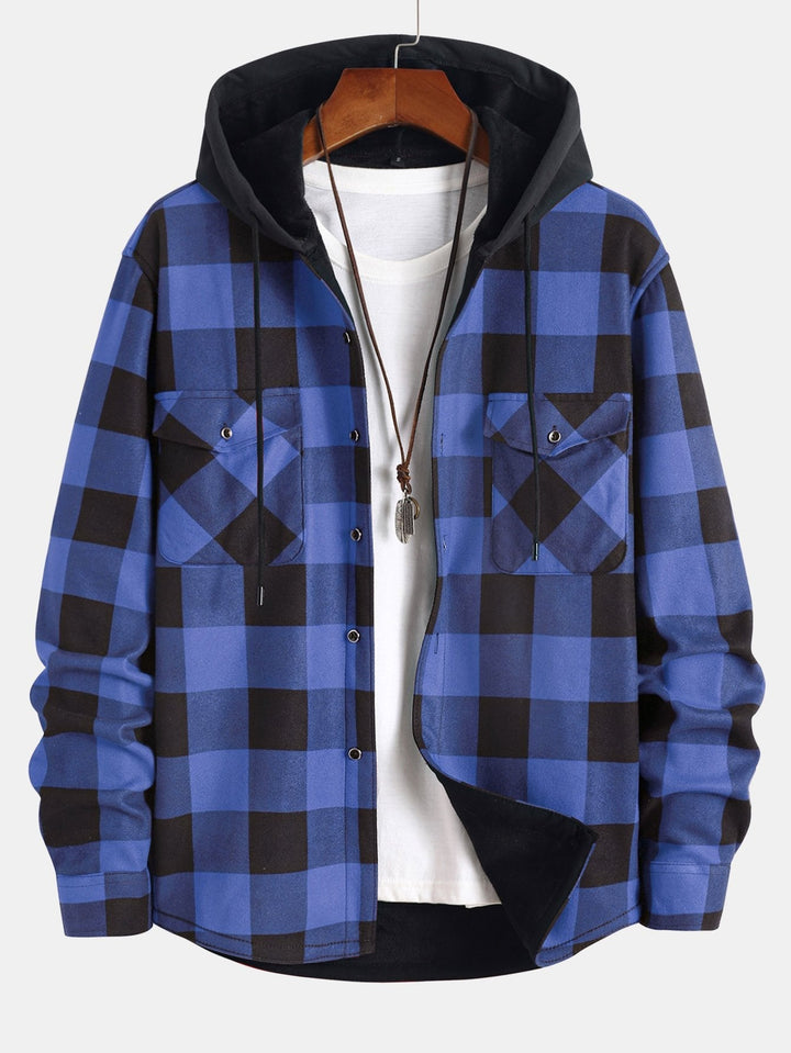 Flannel Fleece Lined Hooded Shirt & Jogger Pants