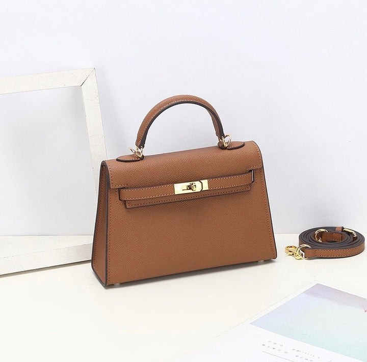 Elegant Leather Handbag for Women - Classic Top Handle Design with Adjustable Strap