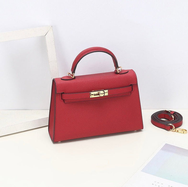 Elegant Leather Handbag for Women - Classic Top Handle Design with Adjustable Strap