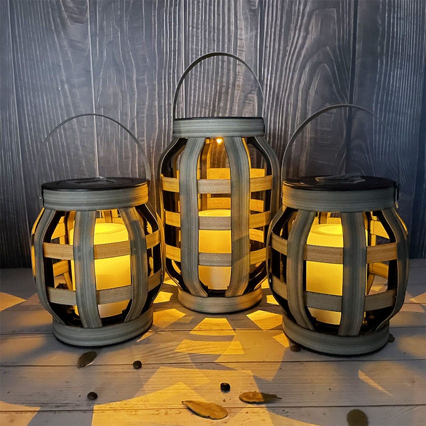 Cross Weave Rattan Outdoor Light (Solar)