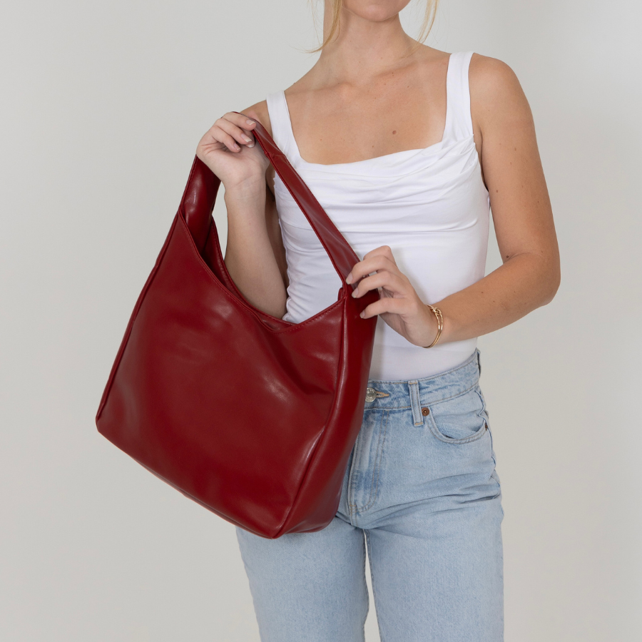 Women's Top Handle Leather Bag - Elegant and Spacious Handbag for Daily Use