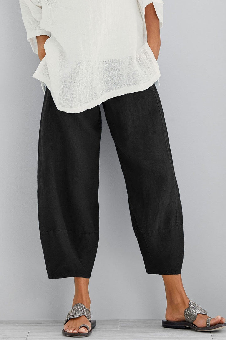 Women's Solid Color Casual Loose Pants with Pockets - Comfortable & Versatile