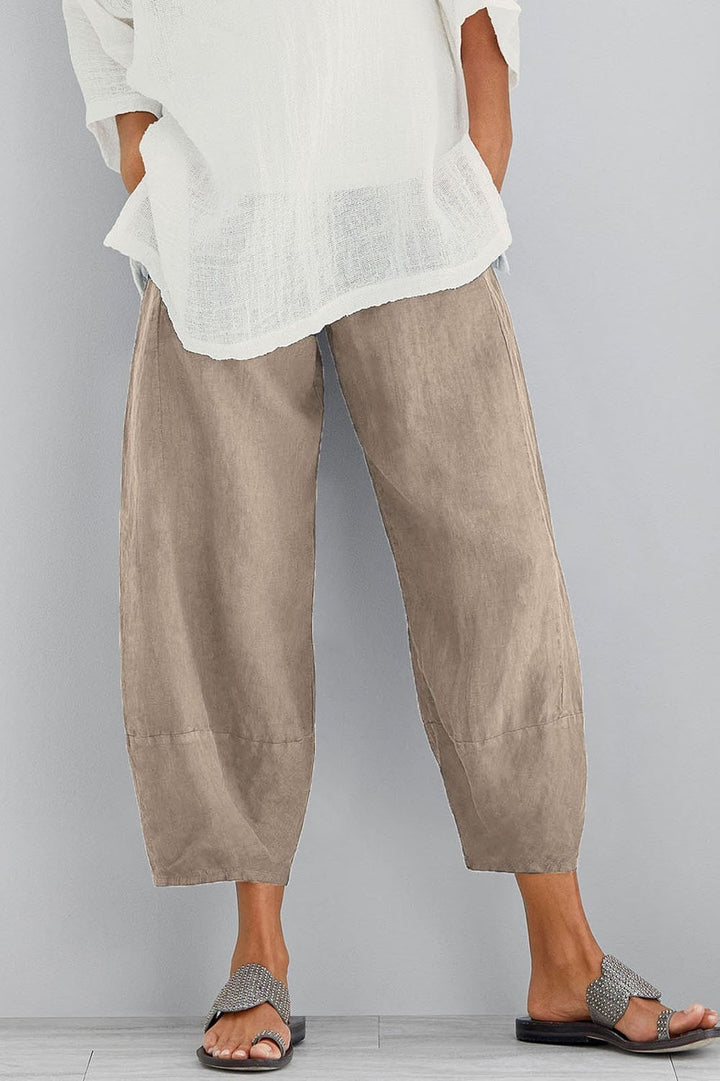 Women's Solid Color Casual Loose Pants with Pockets - Comfortable & Versatile