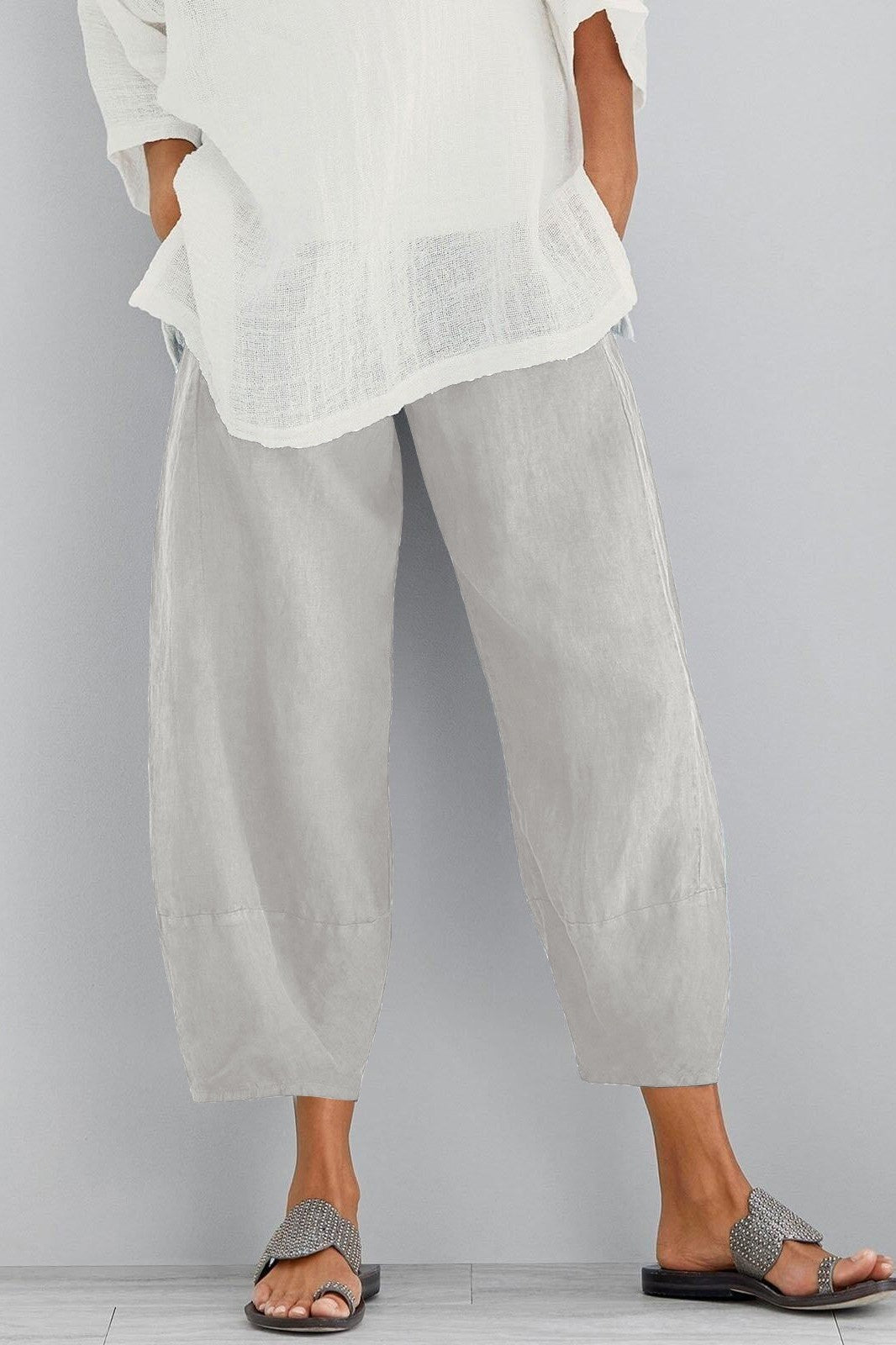 Women's Solid Color Casual Loose Pants with Pockets - Comfortable & Versatile