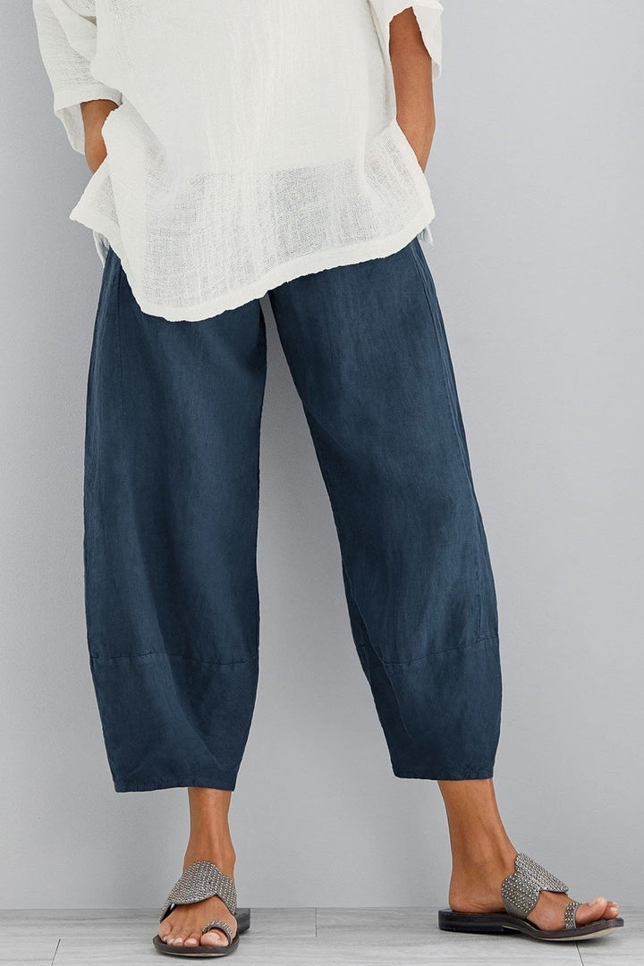 Women's Solid Color Casual Loose Pants with Pockets - Comfortable & Versatile