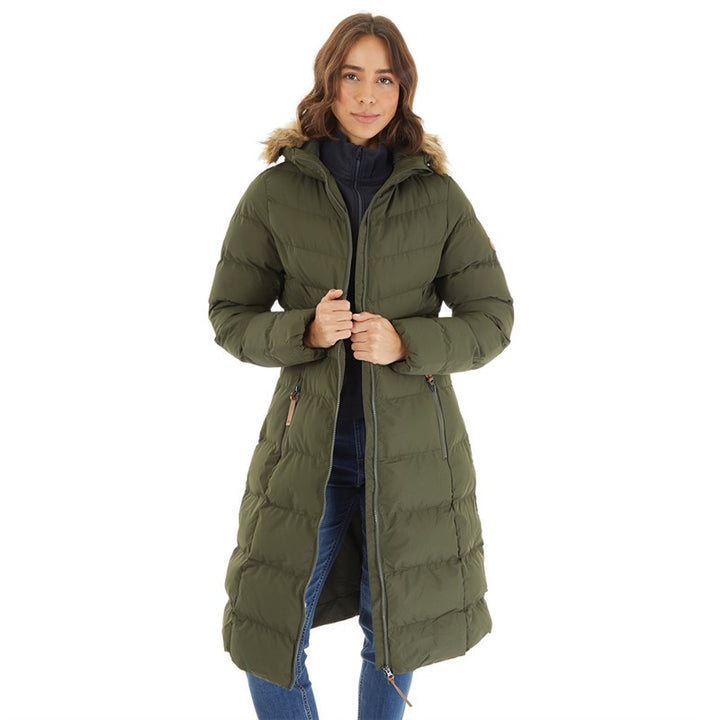 Women's Waterproof Padded Hooded Long Jacket in Dark Vine – Warm and Weather-Ready Outerwear