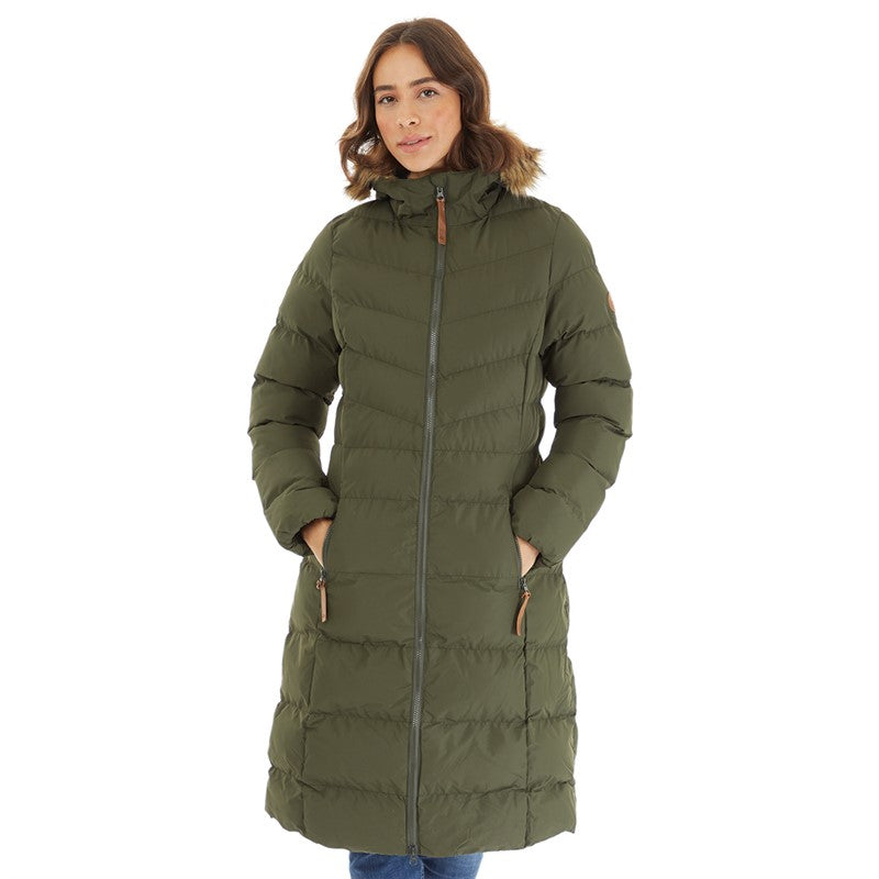 Women's Waterproof Padded Hooded Long Jacket in Dark Vine – Warm and Weather-Ready Outerwear