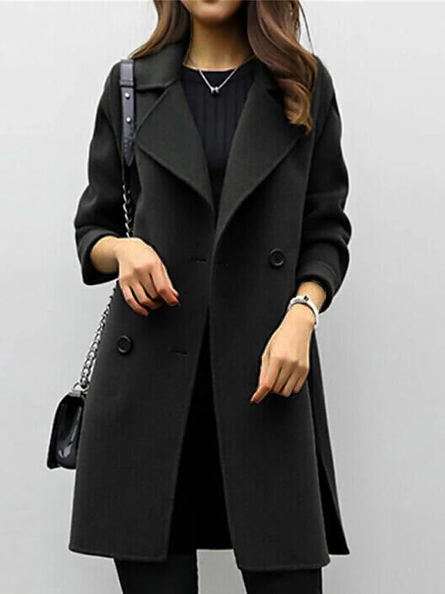 Classic Wool Blend Double-Breasted Coat - Elegant and Warm Outerwear for Winter