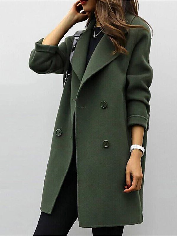 Classic Wool Blend Double-Breasted Coat - Elegant and Warm Outerwear for Winter