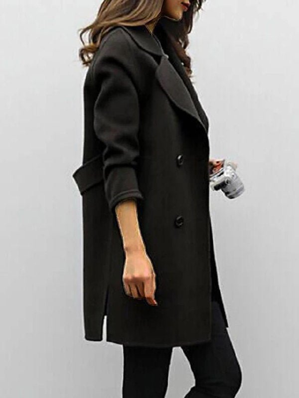 Classic Wool Blend Double-Breasted Coat - Elegant and Warm Outerwear for Winter