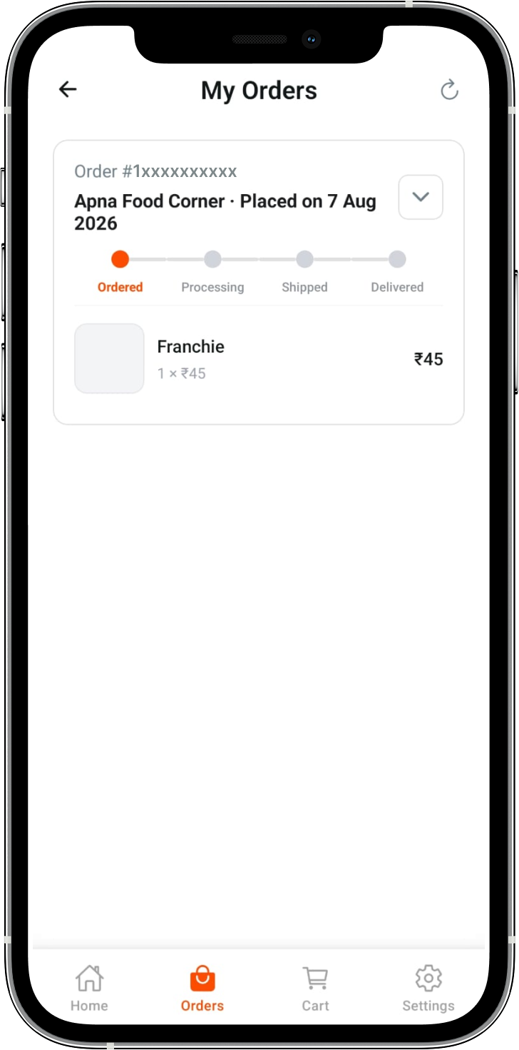 User app — My Orders page