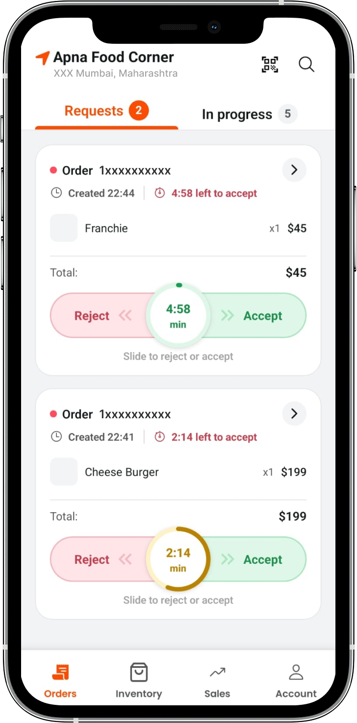 Vendor app — Requests page